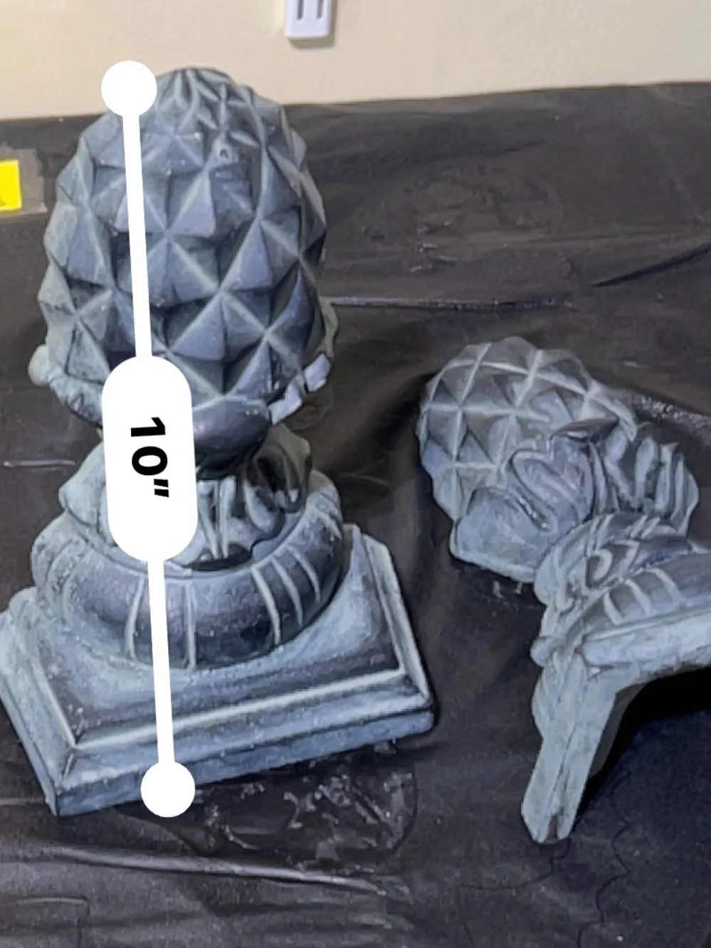 Rare Pineapple Products Cast Iron Pineapple Finials Pair Heavy Vintage